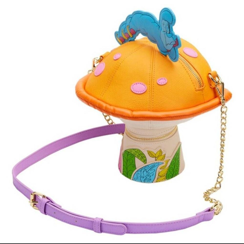 Loungefly Stitch Shoppe Disney Alice in Wonderland Caterpillar Mushroom Crossbod - Picture 3 of 9